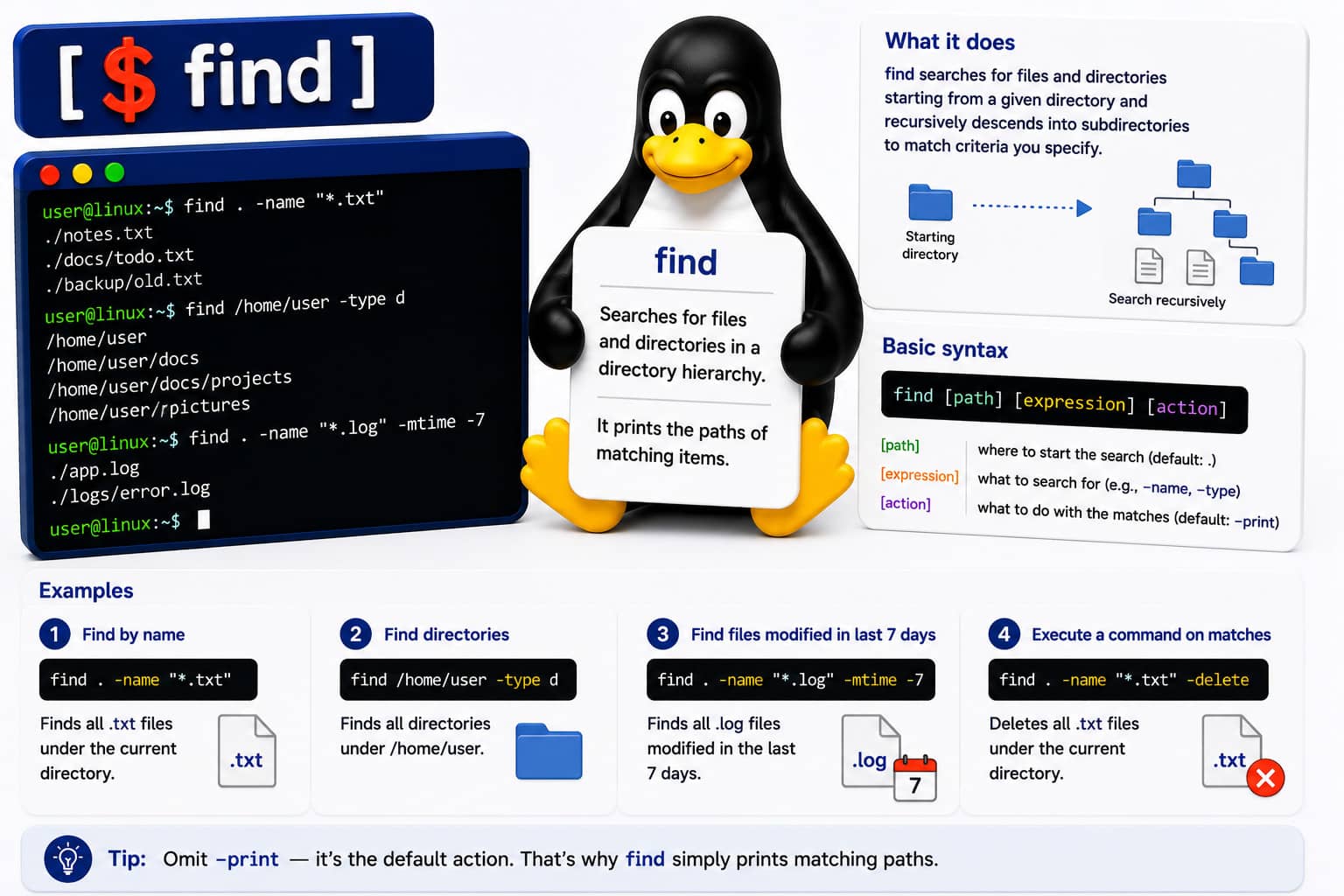 Linux commando: find