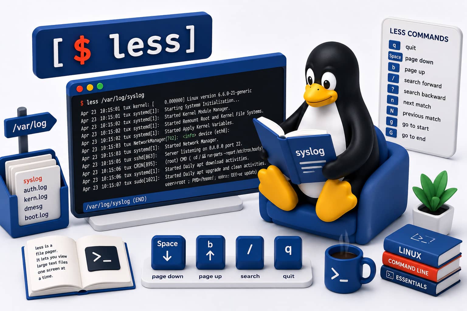Linux commando: less