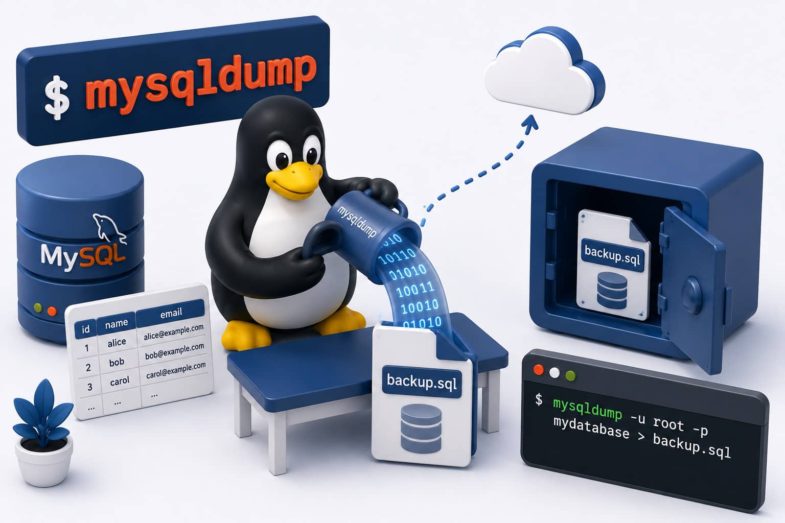 Linux commando: mysqldump