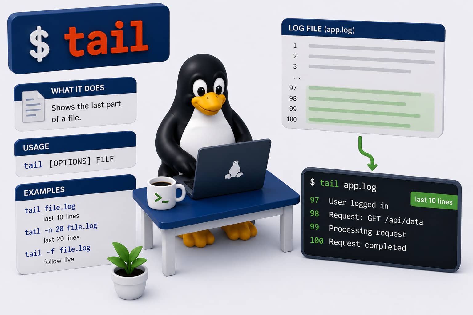 Linux command: tail