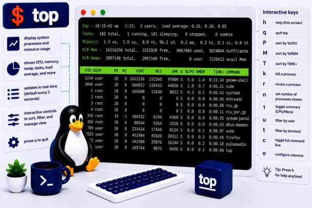 Linux command: top