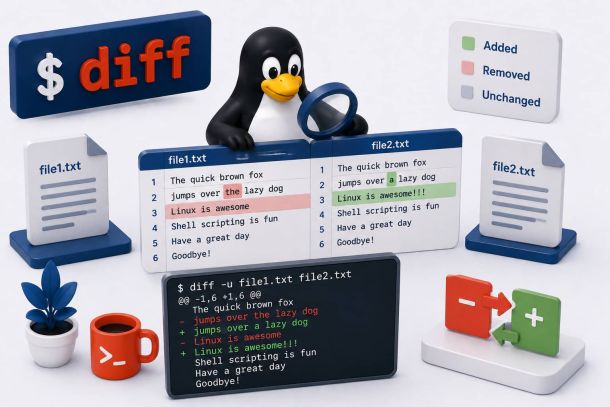 Linux command: diff
